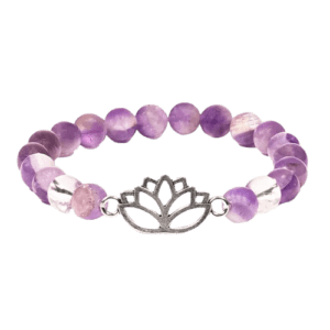 Zapestnica iz Chevron ametista in kamene strele z lotosom 8mm